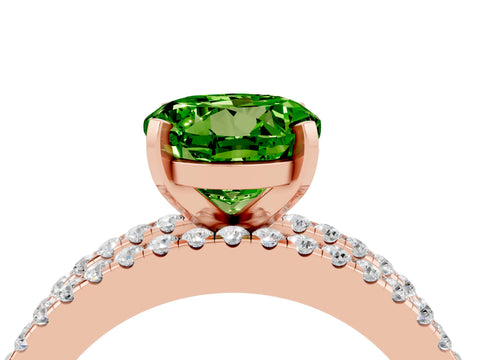 Rose gold Round Cut Peridot Solitaire Ring with Pavé and Channel Set Band_4