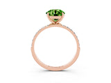 Rose gold Round Cut Peridot Solitaire Ring with Pave Band and Four Prong Setting_27