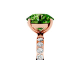 Rose gold Round Cut Peridot Solitaire Ring with Pave Band and Four Prong Setting_29