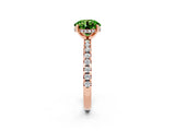 Rose gold Round Cut Peridot Solitaire Ring with Round  Pavé Band and Four-Prong Setting_38