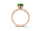 Rose gold Round Cut Peridot Solitaire Ring with Round  Pavé Band and Four-Prong Setting_39