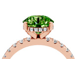 Rose gold Round Cut Peridot Solitaire Ring with Round  Pavé Band and Four-Prong Setting_40