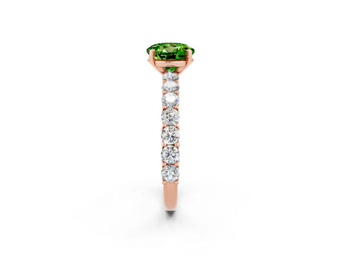 Rose gold Round Cut Peridot Solitaire Ring with Shared Prong Pavé Band and Four-Prong Setting_2