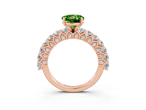 Rose gold Round Cut Peridot Solitaire Ring with Shared Prong Pavé Band and Four-Prong Setting_3