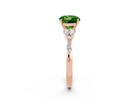 Rose gold Round Cut Peridot Solitaire Ring with Side Stones and Four-Prong Setting_14