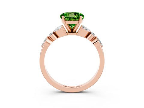 Rose gold Round Cut Peridot Solitaire Ring with Side Stones and Four-Prong Setting_15