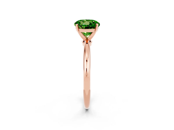 Rose gold Round Cut Peridot Solitaire Ring with Six-Prong Setting and Classic Band