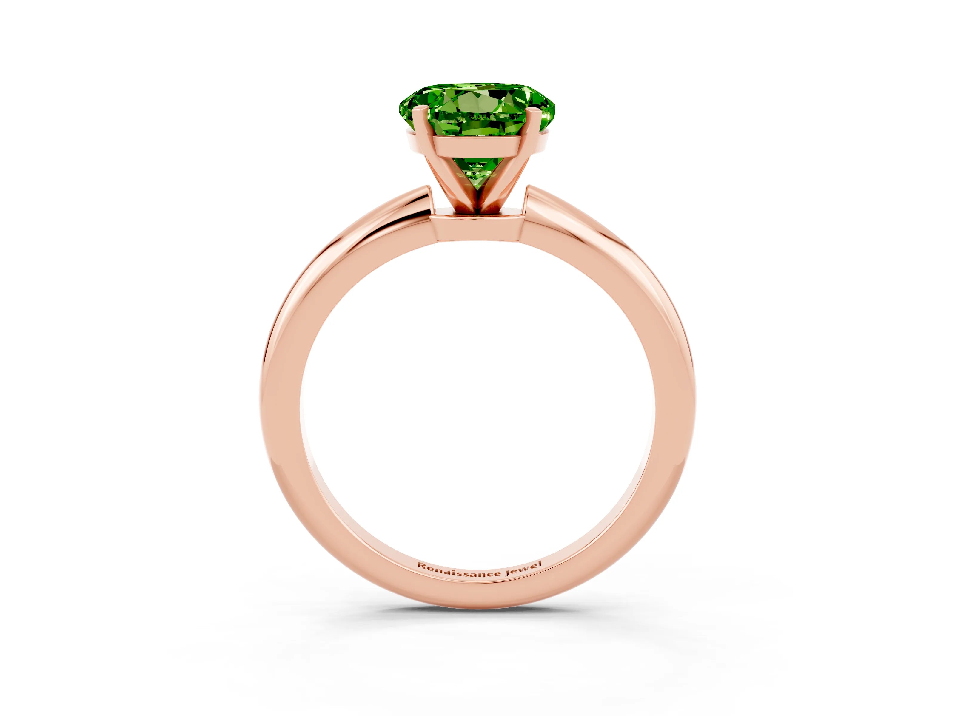 Rose gold Round Cut Peridot Solitaire Ring with Six-Prong Setting and Classic Band_3