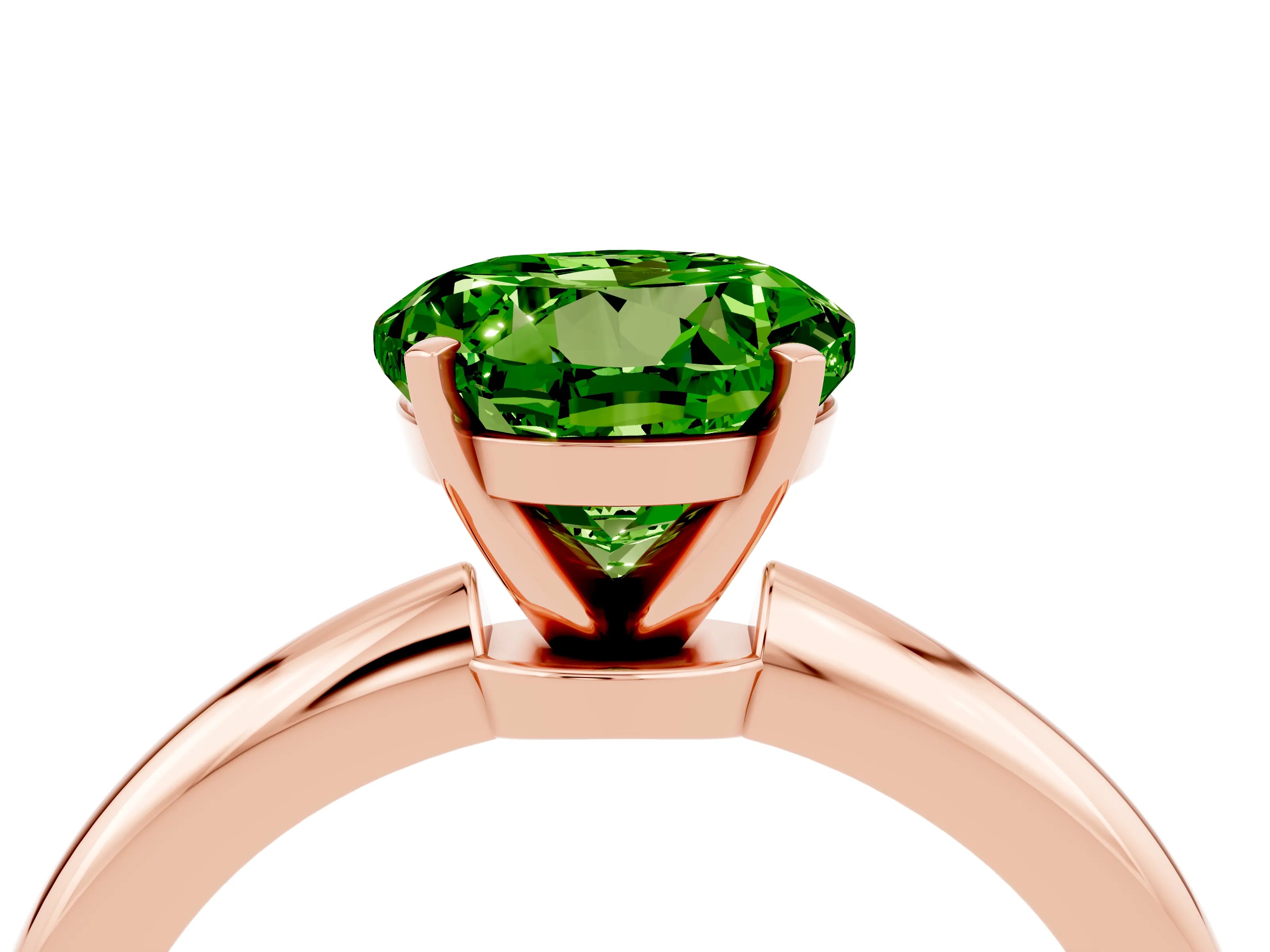 Rose gold Round Cut Peridot Solitaire Ring with Six-Prong Setting and Classic Band_4