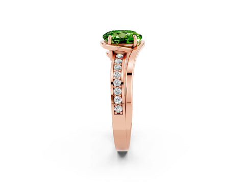 Rose gold Round Cut Peridot Solitaire Ring with Split Shank and Prong Setting_2