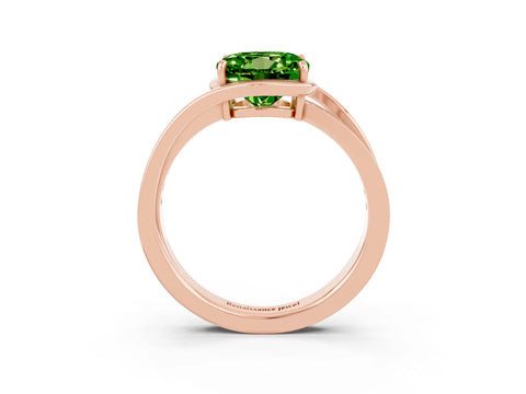 Rose gold Round Cut Peridot Solitaire Ring with Split Shank and Prong Setting_3