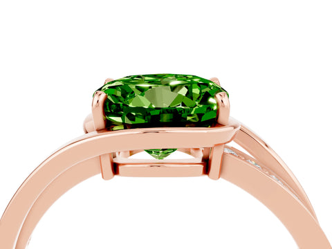 Rose gold Round Cut Peridot Solitaire Ring with Split Shank and Prong Setting_4