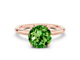 Rose gold Round Cut Peridot Solitaire Ring with Thin Band and Four-Prong Setting_12