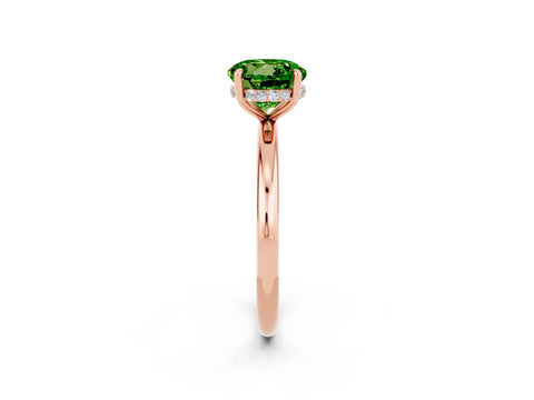 Rose gold Round Cut Peridot Solitaire Ring with Thin Band and Four-Prong Setting_14
