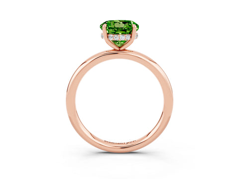 Rose gold Round Cut Peridot Solitaire Ring with Thin Band and Four-Prong Setting_15