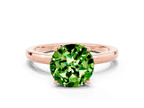 Rose gold Round Cut Peridot Solitaire Ring with Thin Band and Prong Setting_12