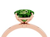 Rose gold Round Cut Peridot Solitaire Ring with Thin Band and Prong Setting_16
