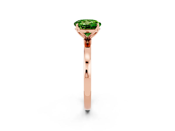 Rose gold Round Cut Peridot Solitaire Ring with Thin Band and Prong Setting