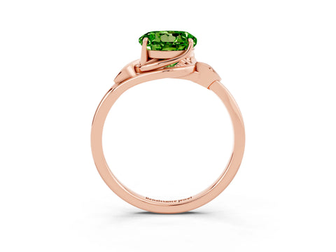 Rose gold Round Cut Peridot Solitaire Ring with Twist Band and Four-Prong Setting_27