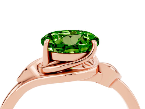 Rose gold Round Cut Peridot Solitaire Ring with Twist Band and Four-Prong Setting_28