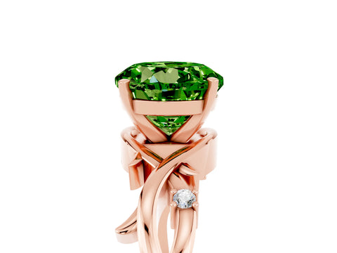 Rose gold Round Cut Peridot Solitaire Ring with Twisted Band and Prong Setting_5