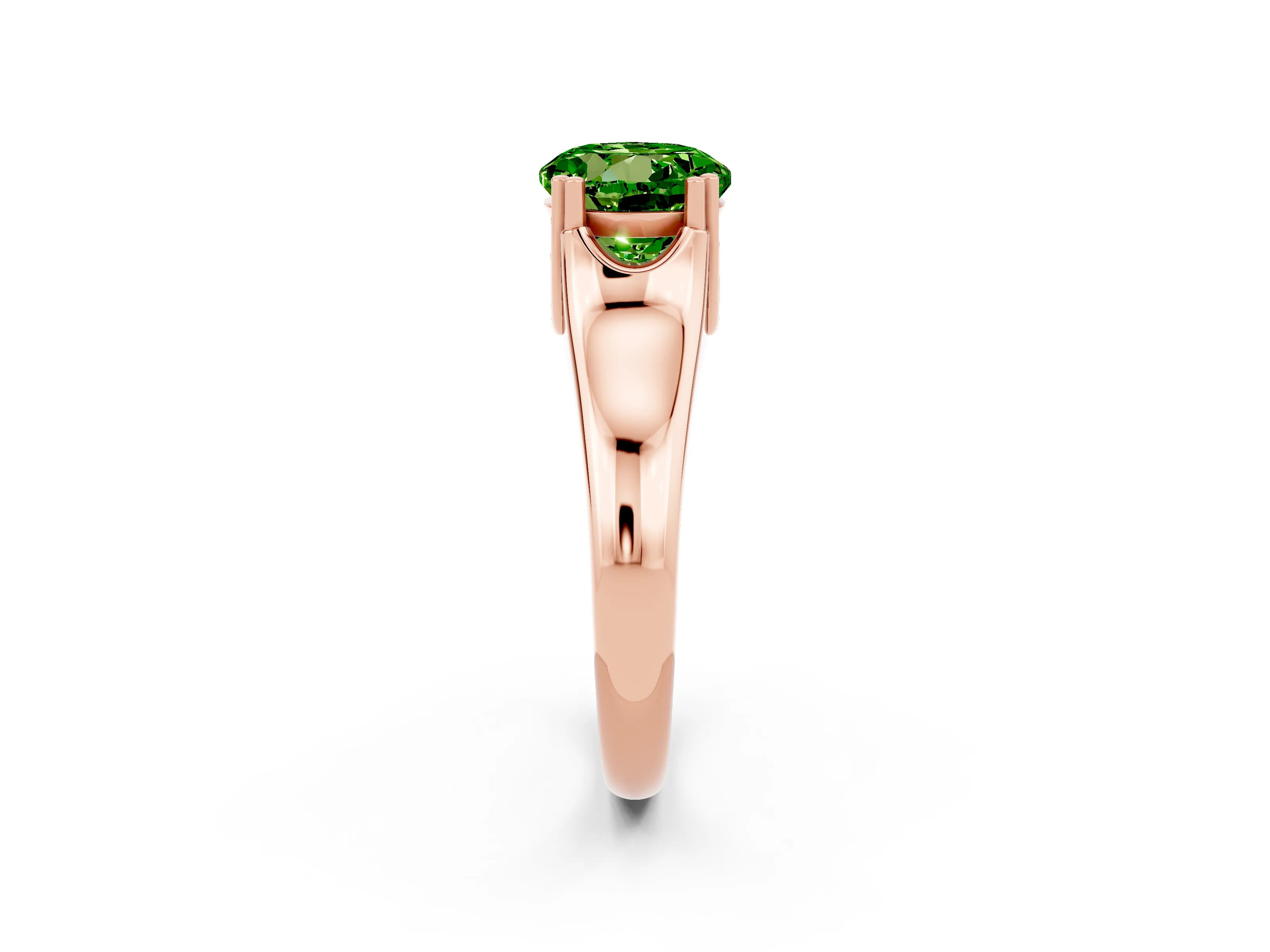 Rose gold Round Cut Peridot Solitaire Ring with Wide Band and Prong Setting_2