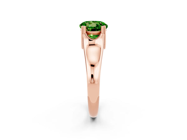 Rose gold Round Cut Peridot Solitaire Ring with Wide Band and Prong Setting