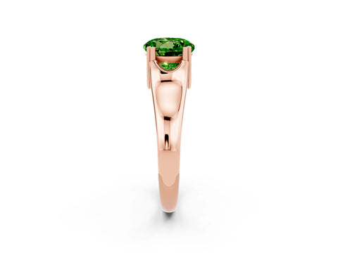Rose gold Round Cut Peridot Solitaire Ring with Wide Band and Prong Setting_2