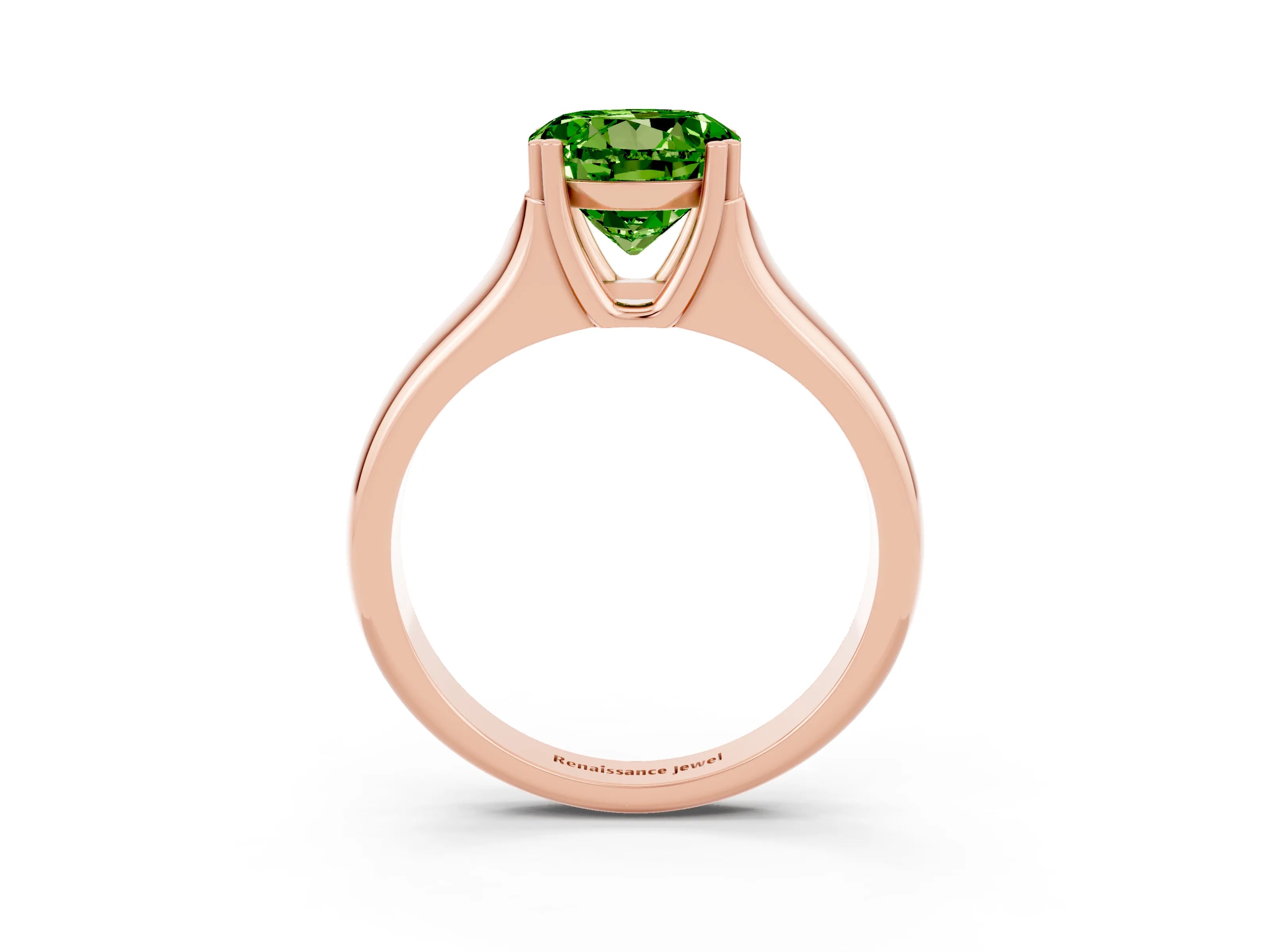 Rose gold Round Cut Peridot Solitaire Ring with Wide Band and Prong Setting_3