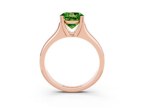 Rose gold Round Cut Peridot Solitaire Ring with Wide Band and Prong Setting_3