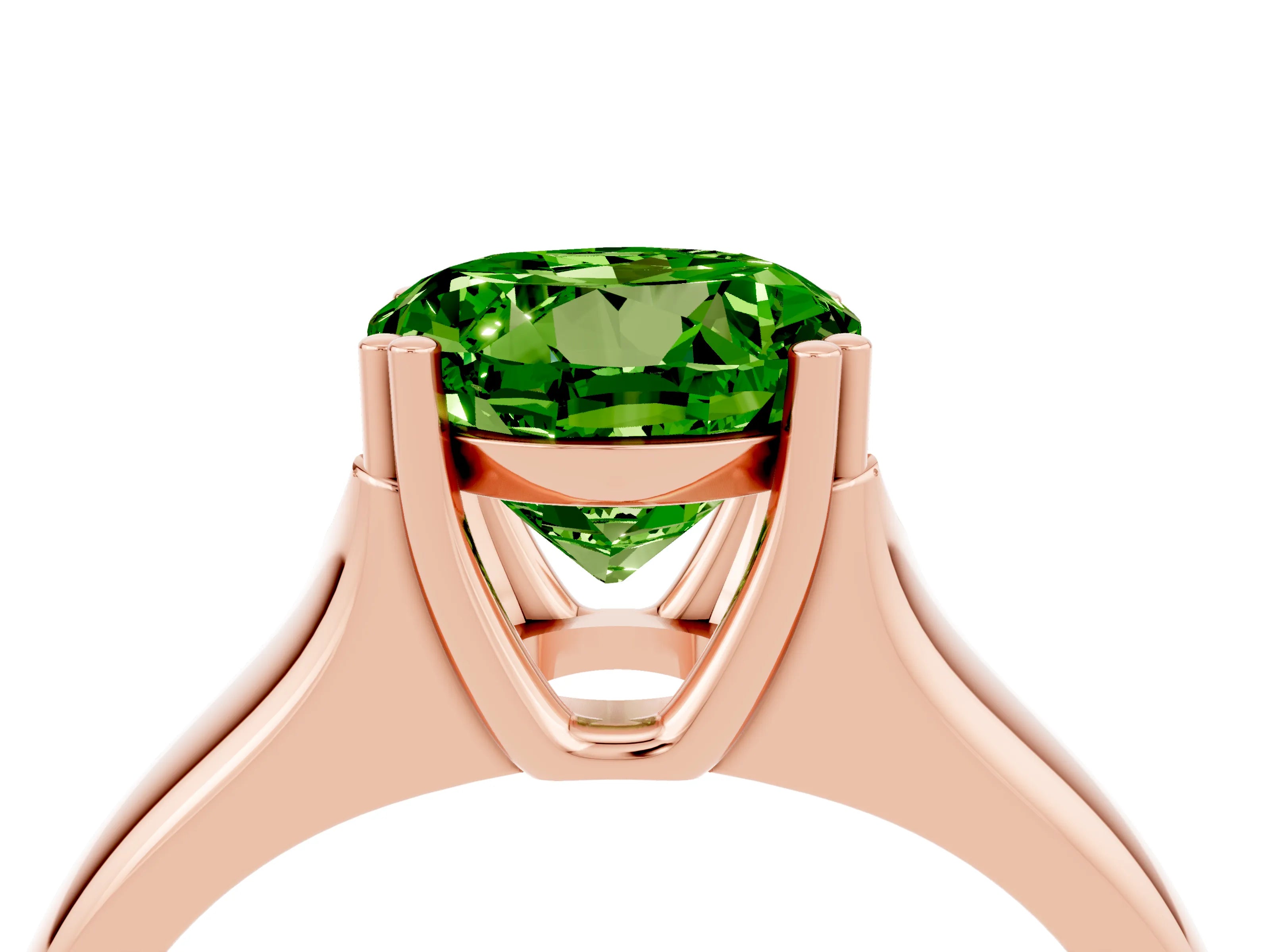 Rose gold Round Cut Peridot Solitaire Ring with Wide Band and Prong Setting_4