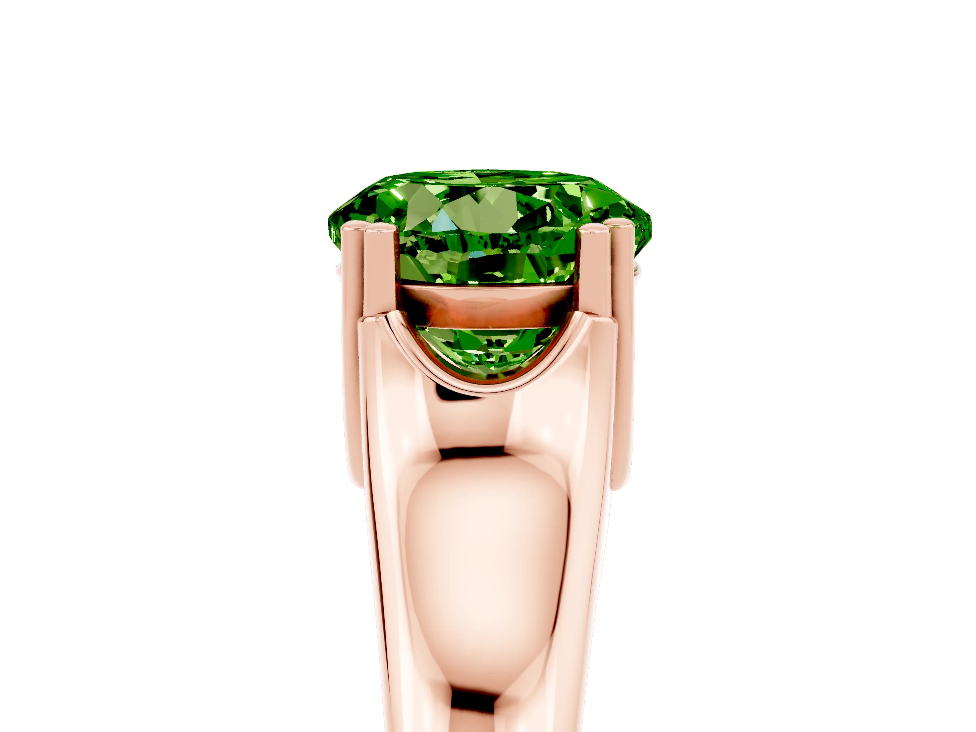 Rose gold Round Cut Peridot Solitaire Ring with Wide Band and Prong Setting_5