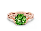 Rose gold Round Cut Peridot Solitaire Twist Band Prong Setting Ring_36