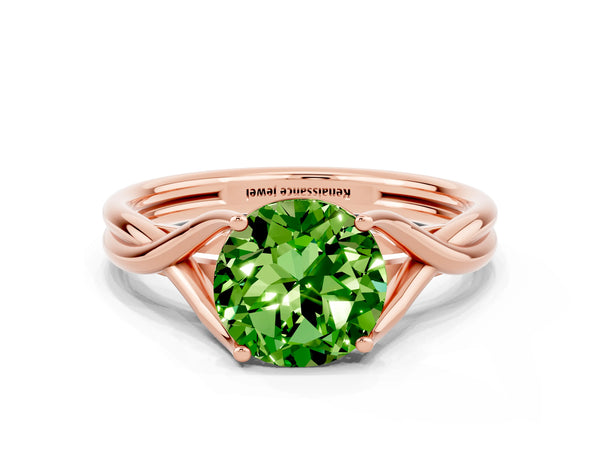 Rose gold Round Cut Peridot Solitaire Twist Band Prong Setting Ring
