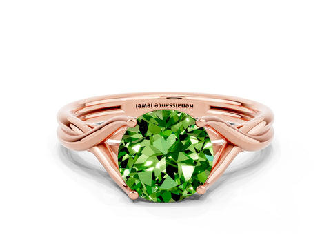 Rose gold Round Cut Peridot Solitaire Twist Band Prong Setting Ring_36