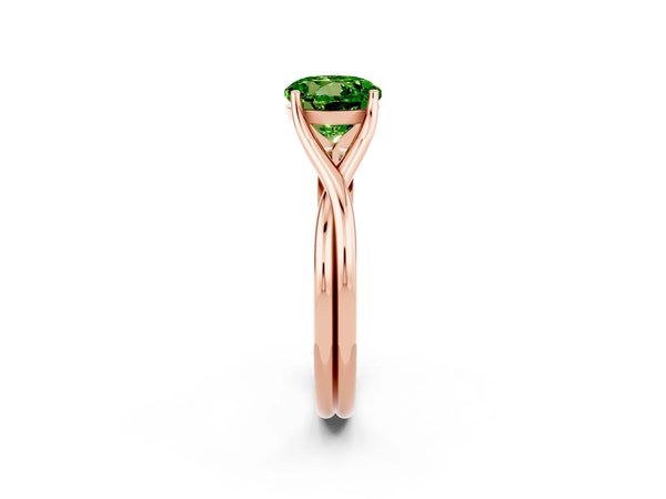 Rose gold Round Cut Peridot Solitaire Twist Band Prong Setting Ring