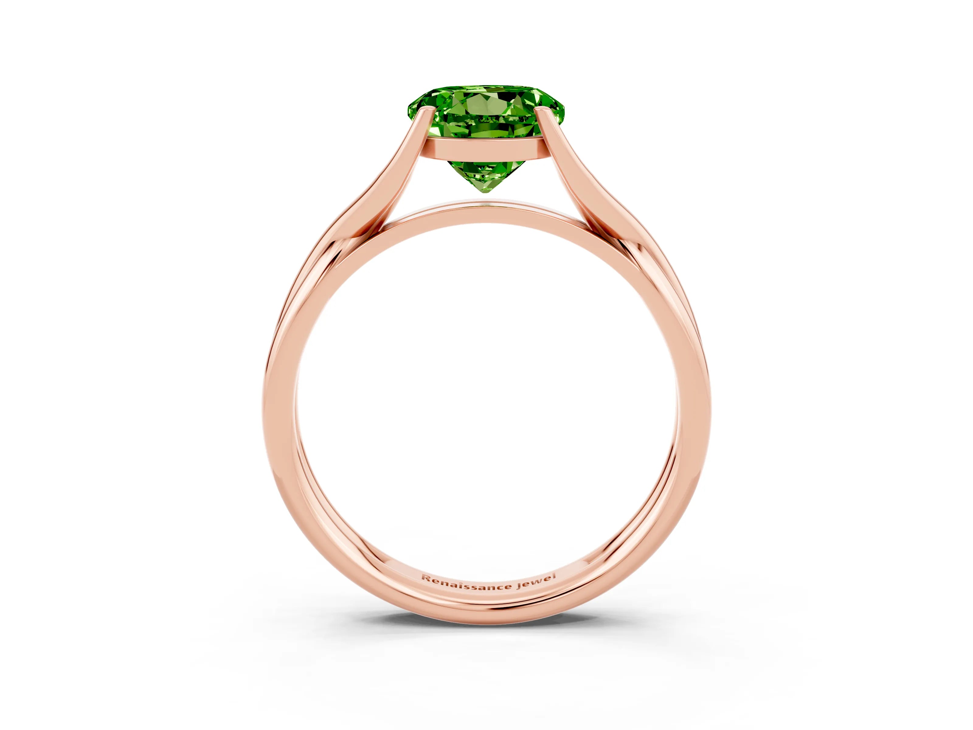 Rose gold Round Cut Peridot Solitaire Twist Band Prong Setting Ring_39