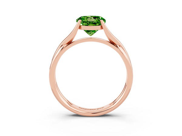 Rose gold Round Cut Peridot Solitaire Twist Band Prong Setting Ring