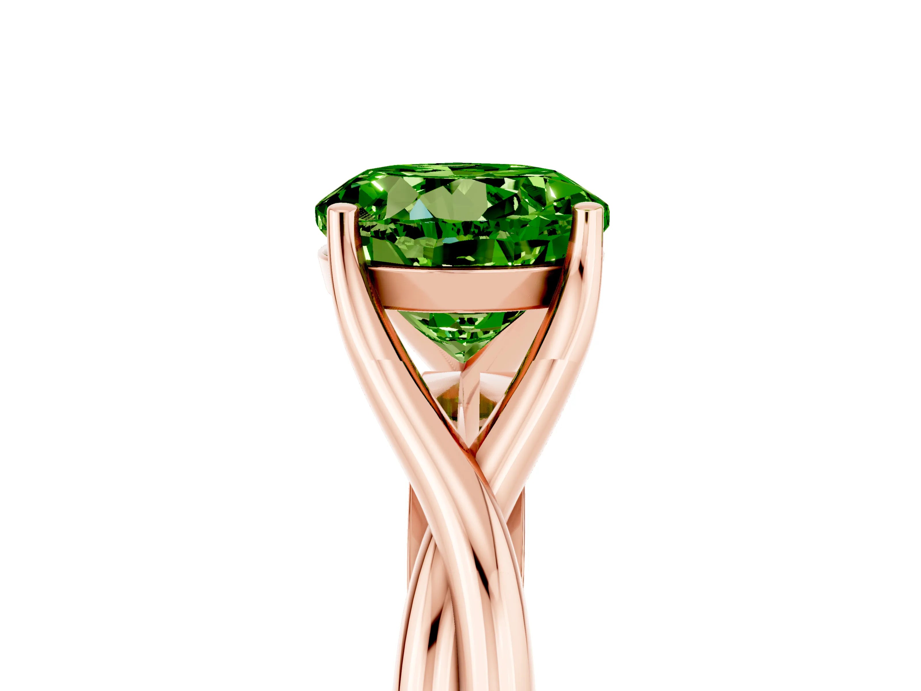 Rose gold Round Cut Peridot Solitaire Twist Band Prong Setting Ring_41