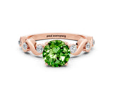 Rose gold Round Cut Peridot Solitaire Twisted Band with Round  Accents and Prong Setting_12