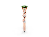 Rose gold Round Cut Peridot Solitaire Twisted Band with Round  Accents and Prong Setting_14