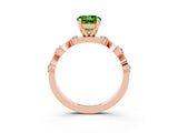 Rose gold Round Cut Peridot Solitaire Twisted Band with Round  Accents and Prong Setting_15