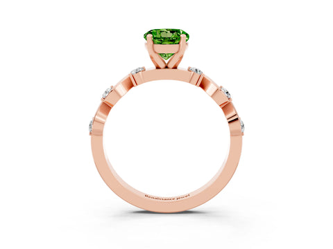 Rose gold Round Cut Peridot Solitaire Twisted Band with Round  Accents and Prong Setting_15