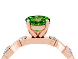 Rose gold Round Cut Peridot Solitaire Twisted Band with Round  Accents and Prong Setting_16