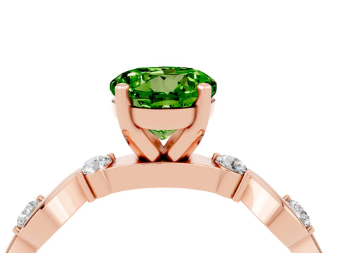Rose gold Round Cut Peridot Solitaire Twisted Band with Round  Accents and Prong Setting_16