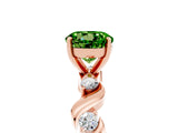Rose gold Round Cut Peridot Solitaire Twisted Band with Round  Accents and Prong Setting_17