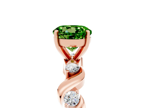 Rose gold Round Cut Peridot Solitaire Twisted Band with Round  Accents and Prong Setting_17