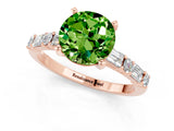 Rose gold Round Cut Peridot Solitaire with Side Baguettes and Channel Set Band_1