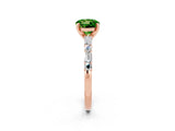 Rose gold Round Cut Peridot Solitaire with Side Baguettes and Channel Set Band_2