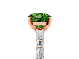 Rose gold Round Cut Peridot Solitaire with Side Baguettes and Channel Set Band_5